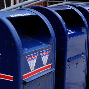 Row of USPS mailboxes