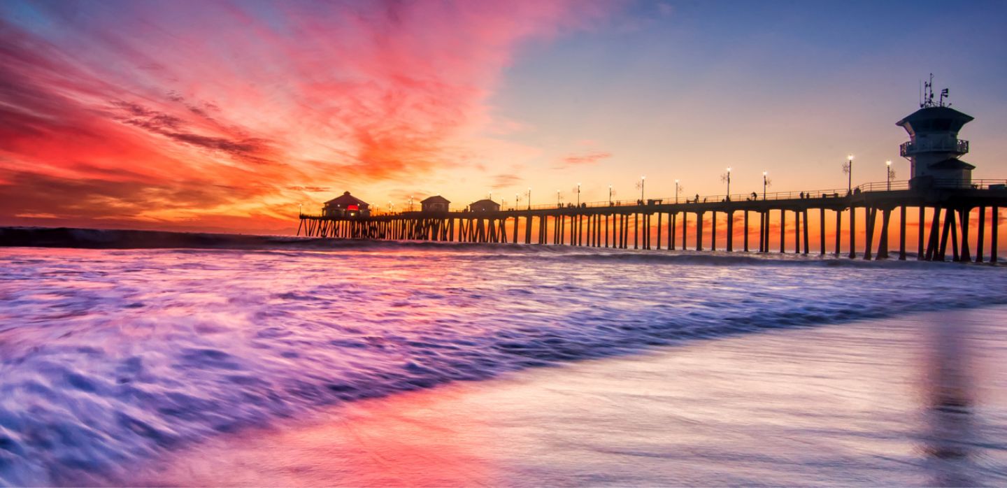 Huntington Beach pier at sunset